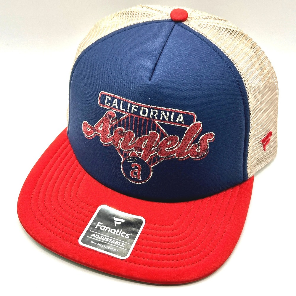 California Angels Fanatics Hat OS Blue Mesh Trucker Snapback MLB Baseball New